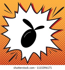Olive sign illustration. Vector. Comics style icon on pop-art background.