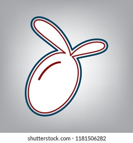 Olive sign illustration. Vector. Dark red, transparent and midnight green stroke of white icon at grayish background.