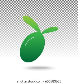 Olive sign illustration. Vector. Green gradient icon with shadow at bottom on transparent and white background.