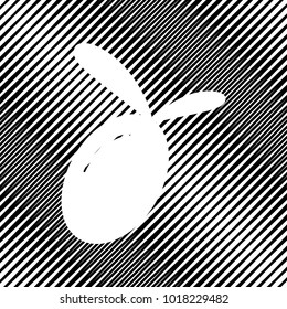 Olive sign illustration. Vector. Icon. Hole in moire background.