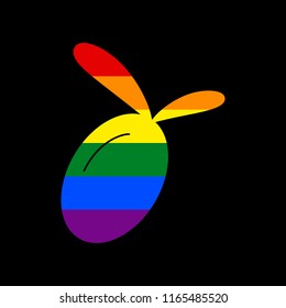 Olive sign illustration. Vector. Icon with colors of LGBT flag at black background.
