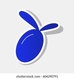 Olive sign illustration. Vector. New year bluish icon with outside stroke and gray shadow on light gray background.