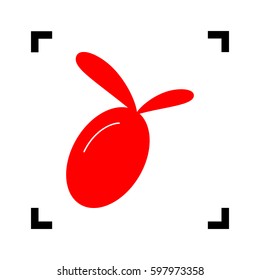 Olive sign illustration. Vector. Red icon inside black focus corners on white background. Isolated.