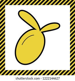 Olive sign illustration. Vector. Warm yellow icon with black contour in frame named as under construction at white background. Isolated.