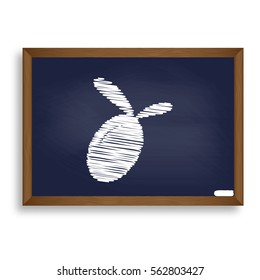 Olive sign illustration. White chalk icon on blue school board with shadow as background. Isolated.