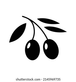 Olive Silhouette. Black and White Icon Design Element on Isolated White Background