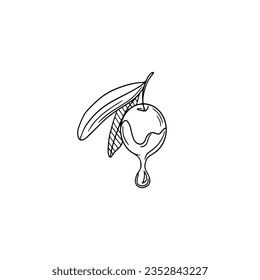 Olive sketch vector, olive branches, leaves, olives, vector hand drawn illustration	
