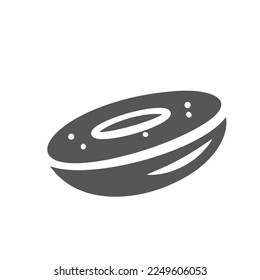 Olive slice glyph icon vector illustration. Silhouette of falling olive fruit ring, marinated olive fruit cut into half and piece for cooking, food ingredient of healthy Mediterranean cuisine