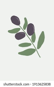 Olive Sprig And Olives On A Light Background