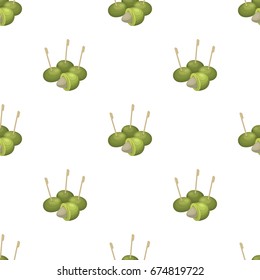 Olive with a stone on a stick.Olives single icon in cartoon style vector symbol stock illustration web.