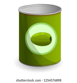 Olive tin can icon. Cartoon of olive tin can vector icon for web design isolated on white background