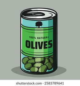 Olive Tin isolated in purple background
