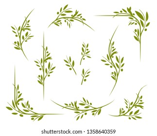 Olive tree border set. Vector element ready for your design. EPS10.	