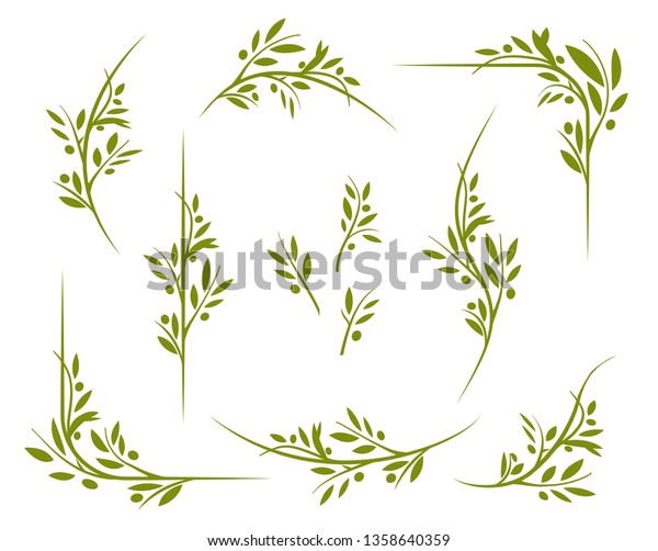 Olive Tree Border Set Vector Element Stock Vector (Royalty Free ...