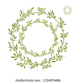 Olive tree border. Vector element. EPS10.