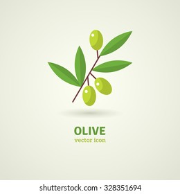 Olive tree branch flat icon. Vector illustration.