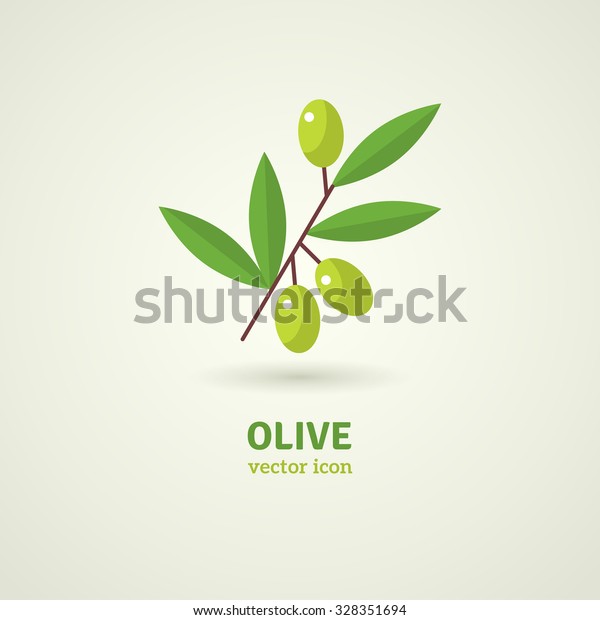 Vetor stock de Olive Tree Branch Flat Icon Vector (livre de direitos