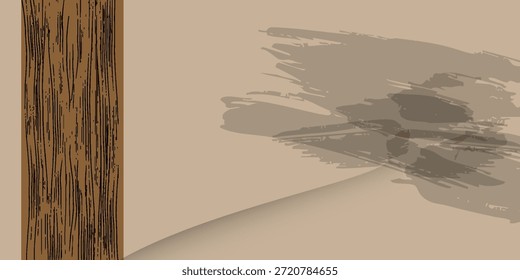 Árvore de oliveira e ramo desenhado à mão ilustrações, esboço. Vetor da silhueta da árvore do carvalho no fundo cinza