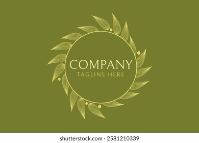 Olive Tree Branch Round Badge Logo. Olive Oil Frame with Leaves