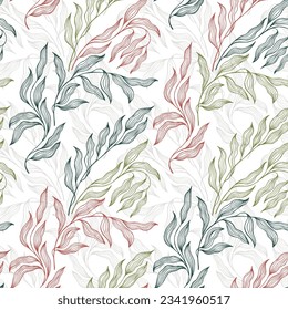 Olive tree branch summer leaves floral vector seamless pattern. Creative batik colorful repeat print. Organic oseir foliage summer motif. Abstract stylized tree leaves endless pattern.