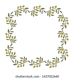 Olive tree branch, vector frame