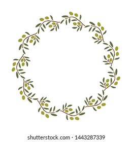 Olive tree branch, vector frame