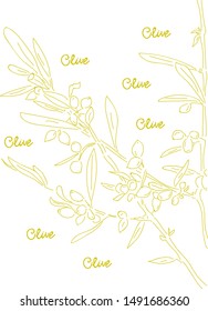 Olive tree branches. Creative Hand drawn logo. Vetor Illustration.