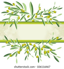 Olive and olive tree branches with empty copyspace. Isolated.