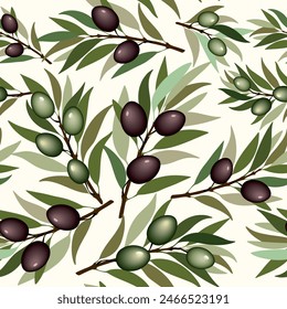 Olive Tree Branches symbol of Peace resistance resilience strength vector Seamless Pattern

