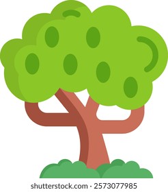 Olive Tree Icon Flat Vector Illustration