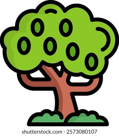 Olive Tree Icon Lineal Color Vector Illustration