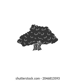 Olive Tree Icon Silhouette Illustration. Old Flora Vector Graphic Pictogram Symbol Clip Art. Doodle Sketch Black Sign.