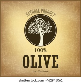olive tree label vector background