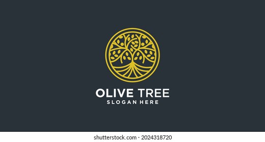 Olive tree logo abstract with emblem style Premium Vector