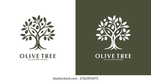 Olive tree logo with branches and olives