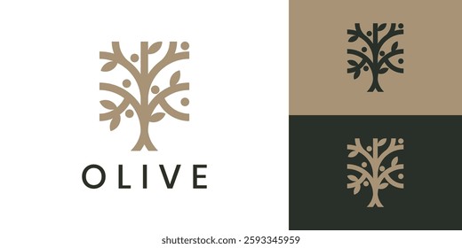 Olive tree logo design, nature plant icon