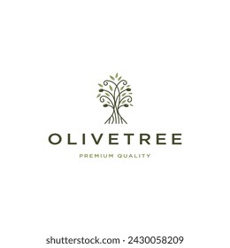 Olive tree logo design template flat vector