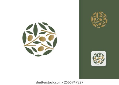 olive tree logo design vector template