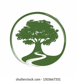 olive tree logo designs with creeks or rivers symbol