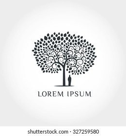 Olive tree and a man logo (sign, symbol. icon, image)