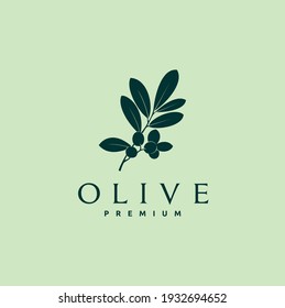 Vector de diseño de logotipo minimalista de árbol de oliva sobre fondo verde