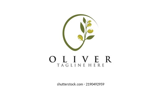 Olive tree and oil logo design ilustration with concept simple Premium Vector