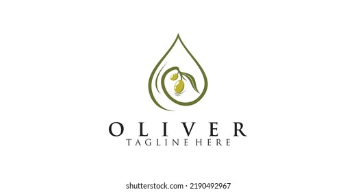 Olive tree and oil logo design ilustration with concept simple Premium Vector