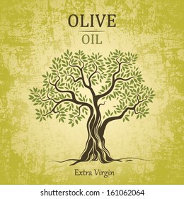Olive Tree On Vintage Paper. Olive Oil. Vector  Olive Tree. For Labels, Pack.