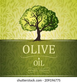 Olive tree on vintage paper. Olive oil. Vector  olive tree. For labels, pack.