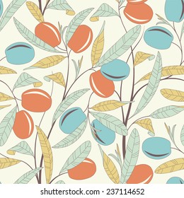 olive tree on a white background in seamless pattern