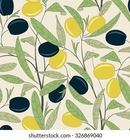 olive tree on a white background in seamless pattern