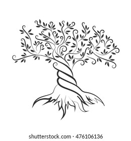 Olive tree outline curl silhouette icon isolated on white background. Web graphics stroke modern vector sign. Premium quality illustration logo design concept pictogram.