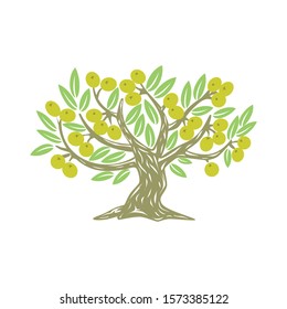 Olive tree silhouette icon isolated on white background.  