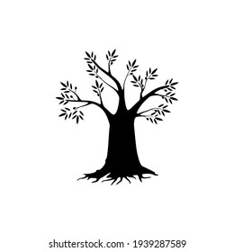 Olive tree silhouette icon isolated on white background.